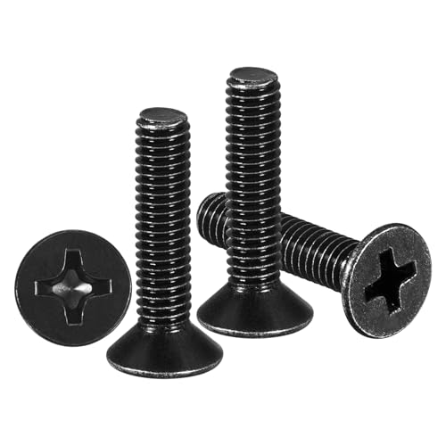 METALLIXITY M4-0.7x18mm Phillips Flat Head Bolts 304 Black 50Pcs - color: Black, size: M4-0.7x18mm