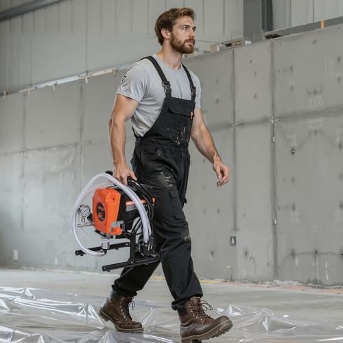 VEVOR Stand Airless Paint Sprayer, 900W, 3300PSI High Pressure Airless Sprayer, Cleaning Brush, Hose, Extension Rod, Nozzles, Electric Spray Paint Machine for Interior or Exterior of House, Fence - size: 900 W