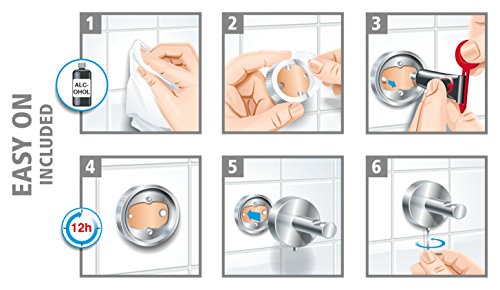 tesa Replacement Adapter Set BK177-2 - 2X Self-Adhesive, Drill-Free Adapter with Power.Kit Technology for Bathroom Accessories - with Metal Plate and Tube Glue - Ø 34 mm x 12 mm, Bolt Length: 9 mm - style: BK177-2