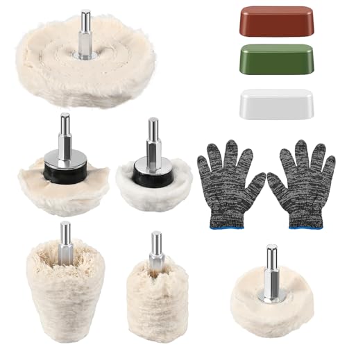 6PCS Drill Buffing Wheels with 3PCS Polish Compound,Wheel Polishing Buffing Pads for Drill,Wheel Shaped Polishing Tool for Metal,Stainless Steel,Jewelry,Wood,Plastic, Ceramic,Glass and etc - color: 6PCS
