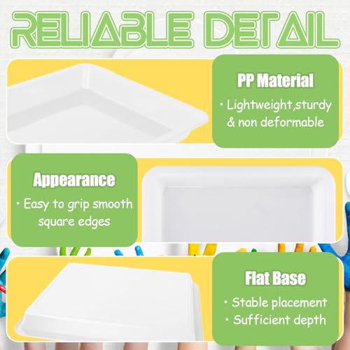 12 Pack Plastic Art Trays,Activity Crafts Tray,Stackable Serving Tray for Kids DIY Projects,Painting,School,Home,Beads(White) - style: 12PCS White