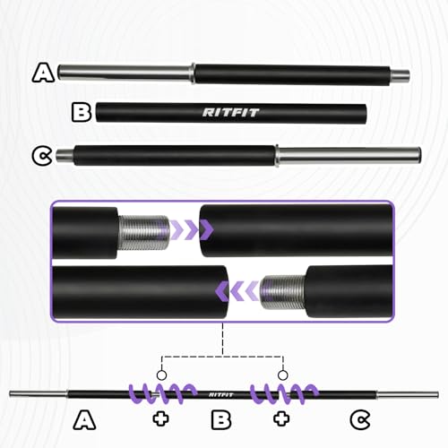 RitFit Adjustable Barbell Weight Set with Padded Bar for Home Gym - style: 60LB purple