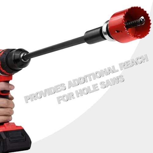 GEINXURN General Quick-Change Hole Saw Mandrel Kit, Includes 7/16-inch and 3/8-inch Arbor, 3 Pilot Drills, 2 hex Wrenches,Springs with 8“-3/8 inch and 10”-1/2 Inch Hex Shank Locking Impact Extension - size: GHSM038LX2EC