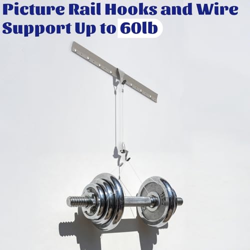 16 Pack Picture Rail Hooks and Wire,Picture Rail Hanging System with Hooks