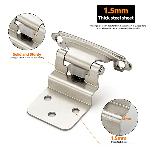 Ravinte Satin Nickel Kitchen Cabinet Hinges, 3/8" Inset, 20 Pack - size: 3/8" Inset