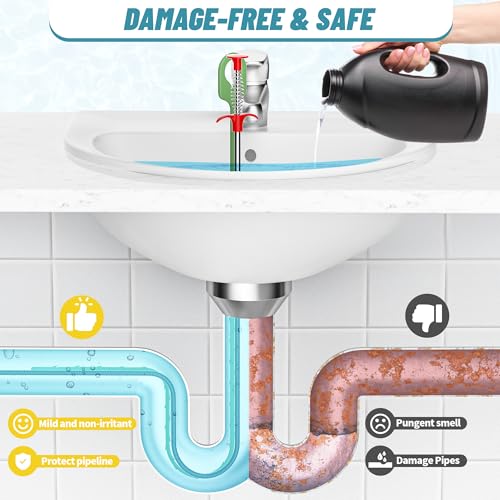 35.5 Drain Clog Remover Tool (1pc), 30 Inch Sink Snake Drain Tool (5 pcs) & 59 Inch Tube Drain Brush (3 pcs), Effective Hair Drain Clog Remover for Toilet, Kitchen Sink, Bathroom, Shower, Sewer