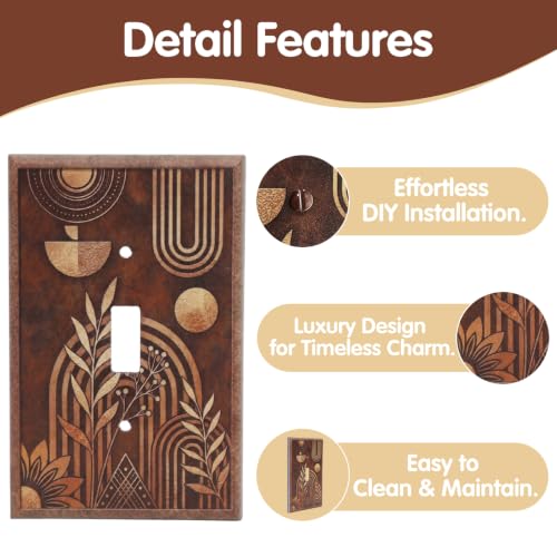 Wooden Boho Switch Cover, 4 Pack Outlet Plates - color: Boho Wooden