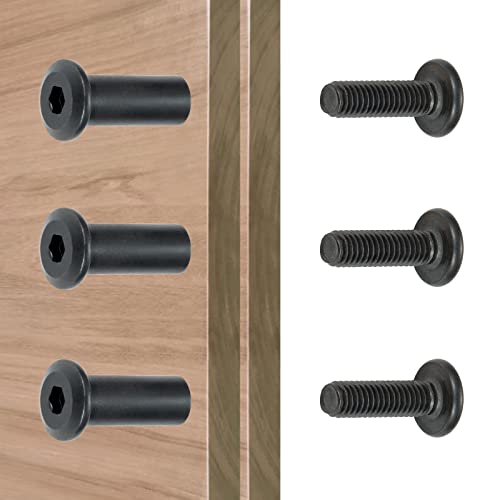 40 Sets Black Furniture Connector Bolts M6x20mm Binding Screws for Wood - color: M6x20mm-Black-D