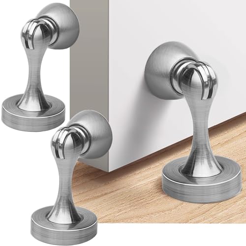 Solid Mental Magnetic Door Stop, Wall Mounted, Silver, 3 Pack - color: 3 PCS silver