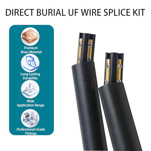 2 Sets Underground Wire Splice Kit for Electrical Cable Repair, 600V Max | Direct Burial Splice Kit, 14/3 to 8/3 AWG, Waterproof Wire Connector Kit, for Direct Burial Electrical Wiring and Repairs