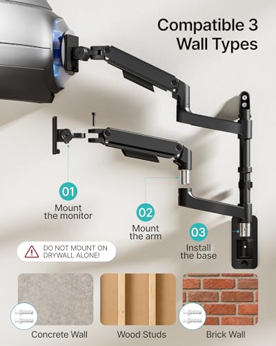 Dual Wall Mount Monitor Arm for 17-49" Ultrawide Screens - size: Dual