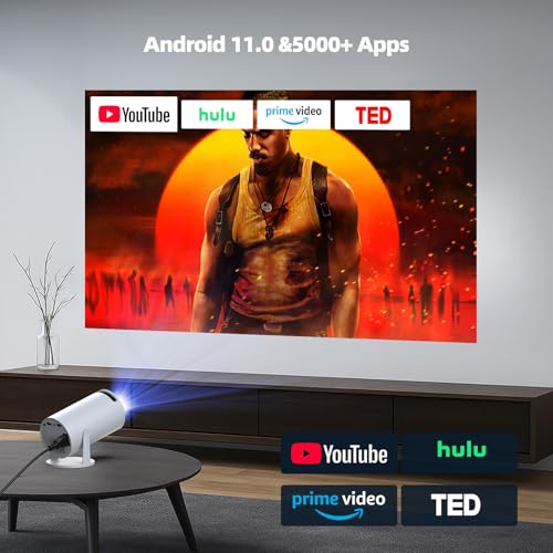Mini Projector with WiFi and Bluetooth, Portable Projector Built-in Apps Support 4K 1080P Auto Keystone 220° Rotatable Small Projectors Compatible with HDMI/TV Stick/iPhone/Laptop for Bedroom Wall