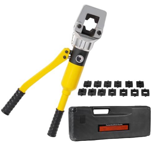 16T Hydraulic Crimping Tool,6 AWG-800 MCM Hydraulic Crimper,12 Dies