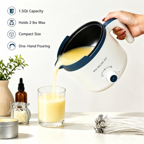 KQU Electric Wax Melting Pot with Non-Touch Thermometer(Without Battery) - size: Wax Melting Pot Kit 7pcs