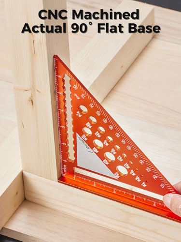 Mecurate 7-Inch Rafter Square with Drill Gauges & 2-in-1 Pencil - color: 7" Heavy-Duty Square with Pencil
