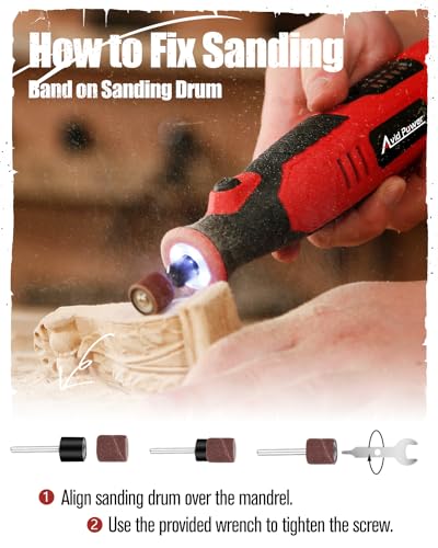 AVID POWER 8V Cordless Rotary Tool 5 Speeds Dog Nail Grinder 4 LED Lights - color: Red