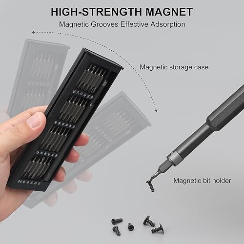 SHARDEN Precision Screwdriver Set for Electronic Repair 49 in 1 | Small Screwdriver Set, Magnetic Repair Tool Kit for Laptop, iPhone, Cell Phone, PC, MacBook, Computer, PS5, Glasses, Watch - color: 49 in 1 Black