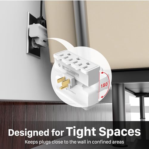 Fosmon 3 Outlet Adapter, 3 Way Rotating Outlet Plug Adapter, Swivel Plug Outlet 90 Degree Right Angle Plug Adapter, 3 Way Rotating Wall Extender - style: 3 Pack