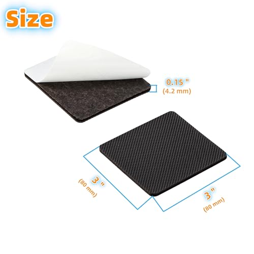 Furnigear Non Slip Furniture Pads - Self Adhesive Rubber Anti Skid Pads Grippers Rubber Chair Feet Furniture Pads for Hardwood Floors -Protectors for Furniture Table Legs Anti Slip 12 Pcs 3" Square - size: 3" Square 12pcs