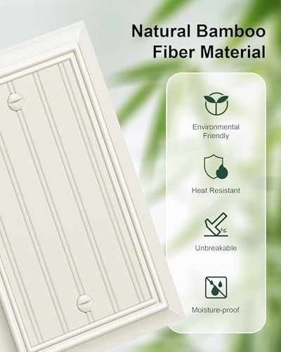 2-Pack Classic Beadboard Natural Bamboo Fiber Single Blank Wall Plate - color: Light Almond, size: 1 Blank 2PK