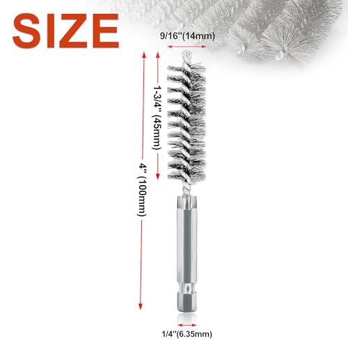 5Pcs 9/16" Stainless Steel Wire Bore Brush for Power Drill Cleaning - size: 14mm | 9/16"