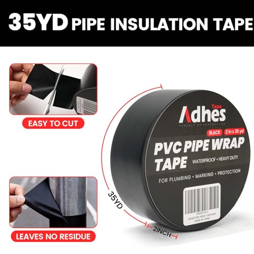 ADHES PVC Pipe Wrap Tape, 2 Inch X 35 Yds, Corrosion Protection Pipe Tape - color: Black