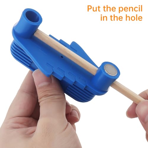 Center Scriber, Multifunction Magnetic Center Finder Tool, Woodworking Offset Marking Gauge for Carpentry with Hexagonal Pencil, Pencil Sharpener, Magnetic Scriber (Blue) - color: Blue