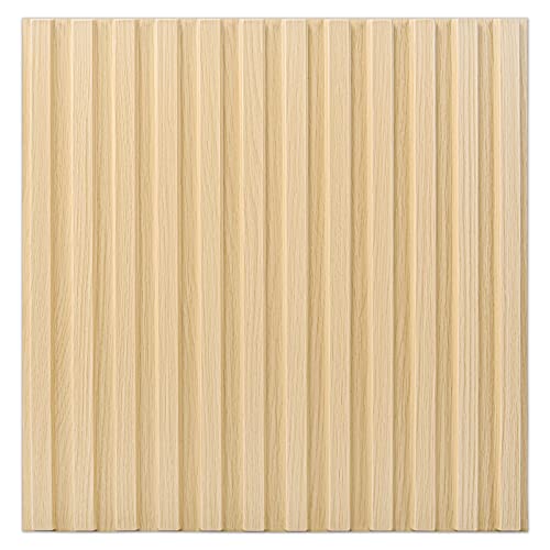 Art3d 3D Fluted Textured Slat Wall Panels, 19.7 x 19.7 in, 12-Pack, Oak | PVC, Waterproof, Scratch Proof, Wipeable, Break-Proof, Ideal for Home, Office and Commercial Spaces - color: Square - Oak, size: 19.7 x 19.7in.