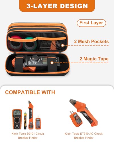Hard Tool Carrying Bag, Zippered Multimeter Case with Handle