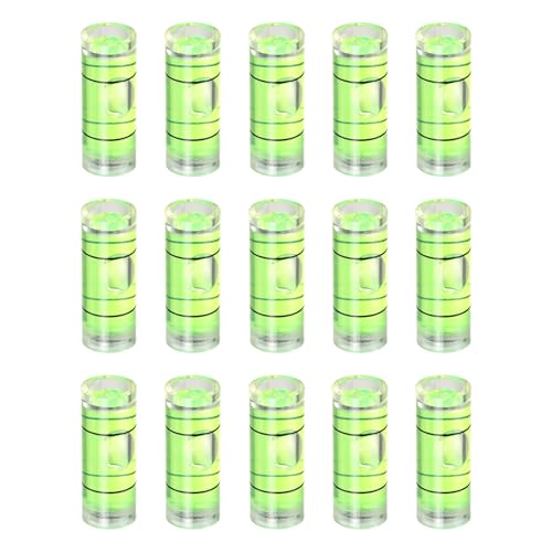 HARFINGTON 15pcs Small Cylindrical Bubble Level Vials 40x9.5mm PMMA Mini Horizontal Bubble Spirit Level Measuring Layout Tools for RV TV Picture Frame Hanging Tool Leveler - size: 40x9.5mm