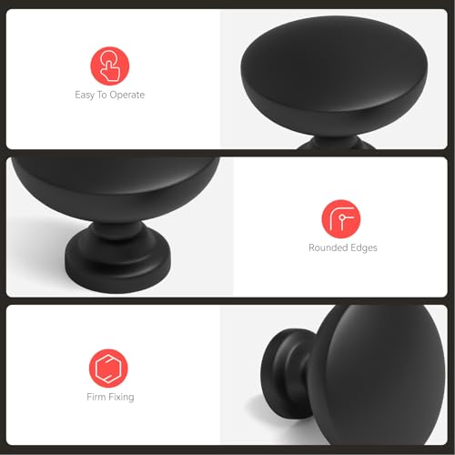 homdiy 25 Pack 1-3/16in Black Cabinet Knobs Dresser Closet Knobs - color: Black