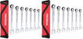 WORKPRO 7-Piece Ratcheting Combination Wrench Set, 72 Teeth, Cr-V Constructed, Combo Ratchet Wrenches Set with Roll Up Pouch, SAE 5/16"-11/16" (Pack of 2) - size: SAE (Pack of 2)