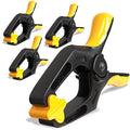 EQUIPTZ 6 inch Spring Clamps Heavy Duty - 4 Pack Large Plastic Clamps for Woodworking, Crafts, Backdrop and Pool Cover with 3 inch Mouth Opening - Rust Free Spring Clips with Non-Detachable Jaw Pads - size: 6" Pack of 4