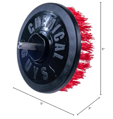 Chemical Guys, Heavy Duty Spinner Multi-Surface Drill Brush, Red, Scrubber - style: Heavy Duty
