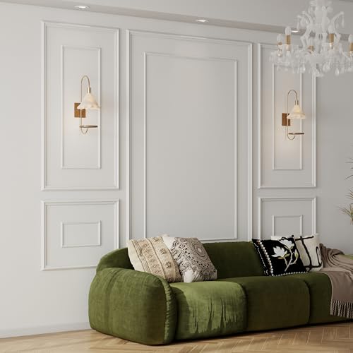 Pangda 3 Set Peel and Stick Wall Molding Kit Inner and Outer Layer Style Premade Wainscoting Panel for Interior Wall Moulding Decor Accent Wall Molding (24x48inch+48x 72inch) - size: 24x48inch+48x 72inch