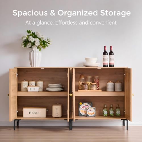 IFGET 34" Tall Modern Arched Sideboard Buffet Cabinet with Storage, Natural - color: Natural, size: 1 Piece