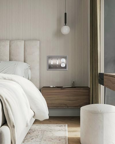 2-Pack Combo Duplex/Double Toggle Light Switch Cover Plate, Heirloom Silver - color: Heirloom Silver, size: Double Toggle/Single Duplex 2PK