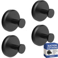 HOME SO Suction Cup Hooks for Shower & Bathroom Towel Holder 4-Pack Black - color: Matte Black, size: 4 Pack