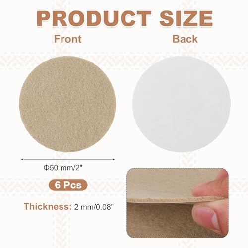 uxcell 6Pcs Lamp Base Felt, 2 Inch Dia 2mm Thick Adhesive Round Soft Felt Furniture Pads, Non-Slip Anti-Scratch Backed for Reading Light Table Lamp DIY Craft, Beige - color: Beige, size: 2 inch