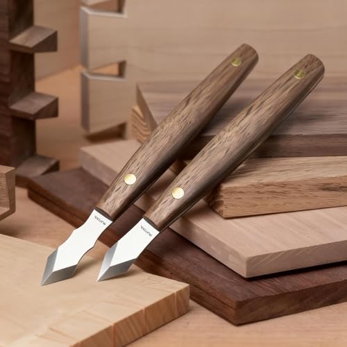 RUITOOL 2-Piece Woodworking Marking Knife Set with Bamboo Storage Box