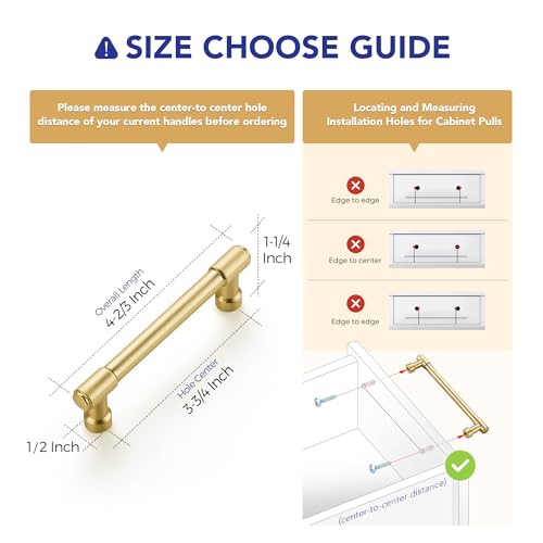 Ravinte Brushed Gold Kitchen Pulls Cabinet Handles 3-3/4 Inch 10 Pack - color: Brushed Gold, size: 3-3/4 Inches Hole Center