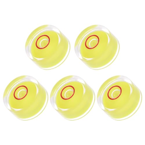 5pcs Small Circular Bubble Spirit Levels - [18mm Diameter 9mm Thickness] Mini Round RV Level Leveling Tools for Travel Trailer Turntable Camera, Yellow - color: Yellow, size: 18mm x 9mm