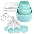Measuring Cups Set Measuring Spoons Set, Nesting Measure Cups with Stainless Steel Handle, For Measuring Dry and Liquid Ingredients Small Teaspoon with Plastic Head (Mint Green) - color: Mint Green
