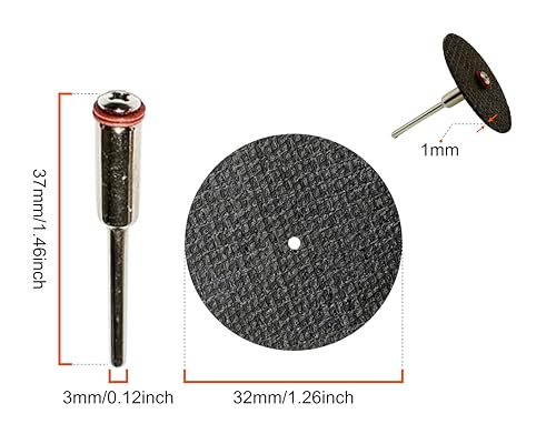 50Pcs 1-1/4" Reinforced Resin Cut Off Wheels with 4Pcs 1/8" Mandrels, Dremel Rotary Tool Cutting Blades for Metal Wood Jewelry