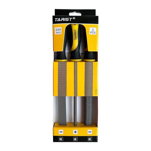 TARIST 3-Piece 8" Wood Rasp File Set, Includes Flat/Half-Round/Round. For Woodworking & Sharping Wood - style: Wood File - 3 pcs
