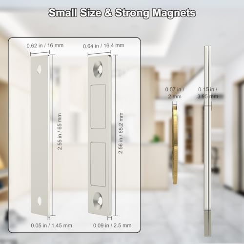Magnetic Door Catch, Drawer Magnets to Stay Closed, Jiayi 30 LB 2 Pack Cabinet Door Magnets for Closures Wardrobe Cabinets Closet Closing - color: Sliver
