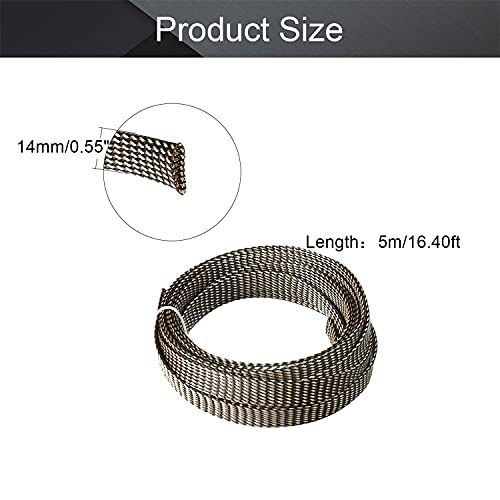 Othmro 16.4ft Length PET Flexible Expandable Braided Cable Sleeves 0.55in Width Wire Loom Sleeving and Organizer Flexible Wire Mesh Sleeves for TV Audio PC Computer Cords from Pet Chewing Black Gold - color: Black Gold, size: 0.35" Dia/16.4Ft
