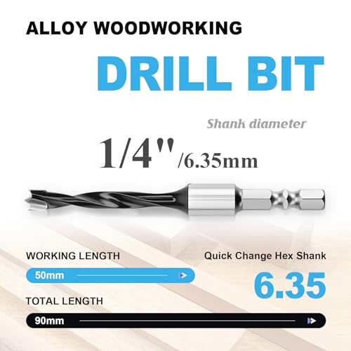 2-Pack 1/4 Inch Forstner Drill Bit Carbide Tipped Woodworking Hinge Cutter - size: 1/4 in