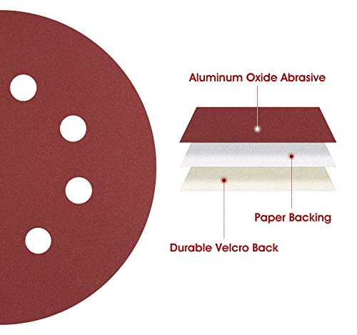 S SATC 1000 Grit 5 Inch Sanding Disc 8 Hole Hook and Loop Sanding Pad Aluminum Oxide Round Sandpaper Disc for Random Orbit Sander(150 Pack) - style: 150PCS 5 Inch 1000 Grit
