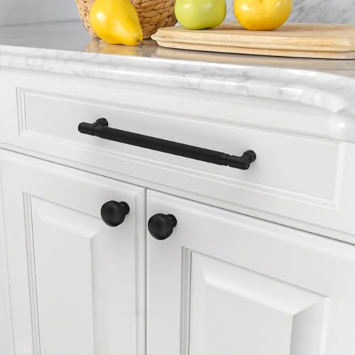 Asidrama 10 Pack 7.5 Inch(192mm) Matte Black Cabinet Pulls Knurled Kitchen Cabinet Handles, Cabinet Pulls Kitchen Cabinet Hardware for Cupboard Drawer Pulls - color: Matte Black, size: 7.5" Hole Center, style: 10 Pack